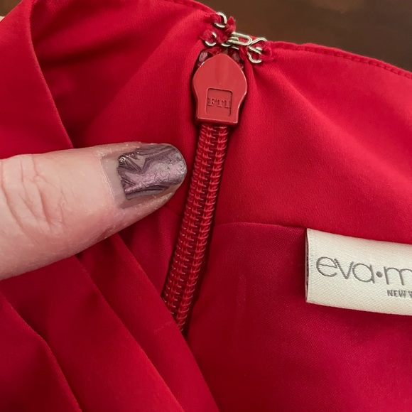 Eva Mendes New York & Co Dress Red Sleeveless v neck pleats size 4 elastic waist - Picture 13 of 16